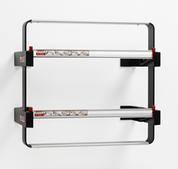 Papier dispenser tbv 2 rollen max. 70 cm inc. 2 messen en wandsteunen