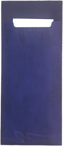Bestekzakje blauw marble + 2laags servet wit 20x8.5 cm  FSC Mix Credit
