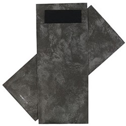 BESTEKZAK  POCHETTE 8.5 x 19 cm Gemarmerd antraciet met zwart servet doos a 500 st.