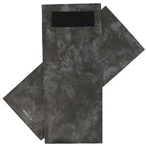 BESTEKZAK  POCHETTE 8.5 x 19 cm Gemarmerd antraciet met zwart servet doos a 500 st.