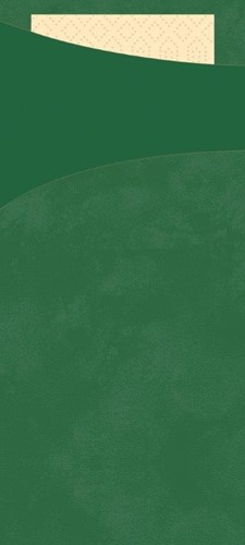 BESTEKZAK POCHETTE 8.5x19cm Dark green /creme servet  p/ 100 stuks