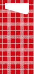 BESTEK POCHETTE Giovanni Rood ruit  8,5x19 cm + wit servet   p/100 st.