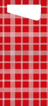 BESTEK POCHETTE Giovanni Rood ruit  8,5x19 cm + wit servet   p/100 st.