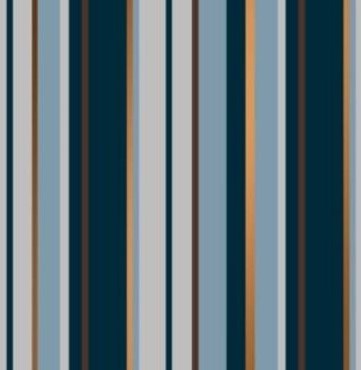 DESSINPAPIER Stripes blue / brown copper  50 cm 200 mtr