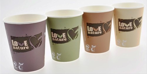 KOFFIE HOTCUP BIOWARE LOVE / PLA 200 ml 8/9 oz koffie&cappucino  assorti