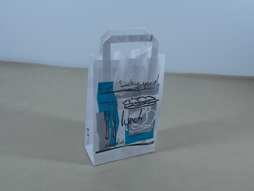 LUNCH DRAAGTAS 18x8x29 cm WIT KRAFT PAPIER platte handvaten