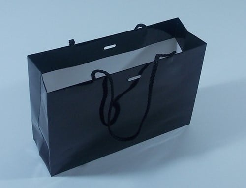 LUXE PAPIEREN TAS KOORD 25x8x17 cm ZWART GLANS