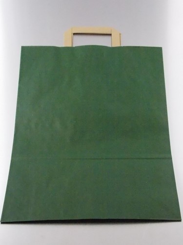 PAPIEREN DRAAGTAS PLAT HANDVAT 32x15x43 cm GROEN KRAFT