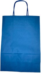 DRAAGTAS PAPIER KOORD 22x10x31 cm BLAUW KRAFT GESTREEPT