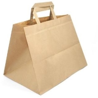 PAPIEREN SNACKTAS PLAT HANDVAT 32x16x28 cm BRUIN KRAFT incl SUP-en afvalbeheersbijdrage  G-Pack FSC Mix Credit