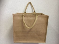 JUTE DRAAGTAS 40x22x35 cm + 2x40 cm soft katoen handvat onbedrukt