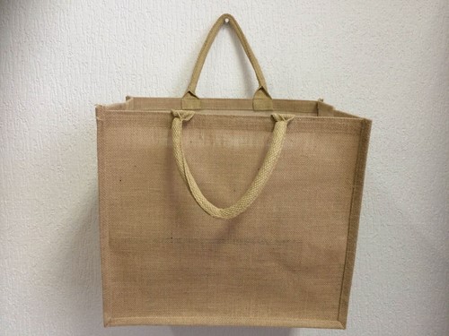 JUTE DRAAGTAS 40x22x35 cm + 2x40 cm soft katoen handvat onbedrukt