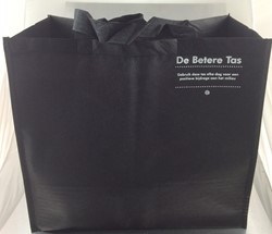 DRAAGTAS ZWART PP NONWOVEN SHOPPER 400x350+220 mm  DE BETERE TAS