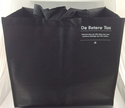 DRAAGTAS ZWART PP NONWOVEN SHOPPER 400x350+220 mm  DE BETERE TAS