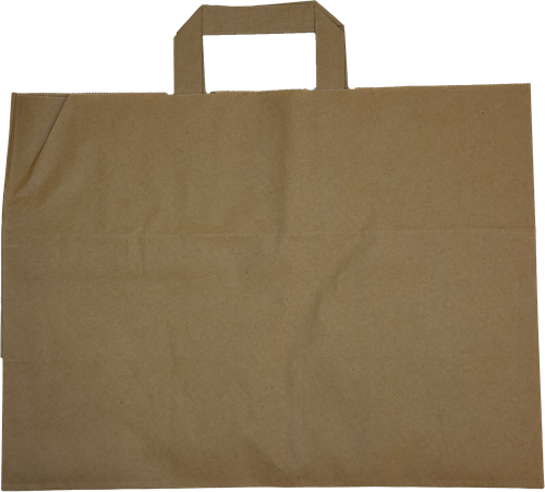 PAPIEREN TAS  PLAT HANDVAT 36x17x27 cm BRUIN KRAFT NATSTERK 90 grs