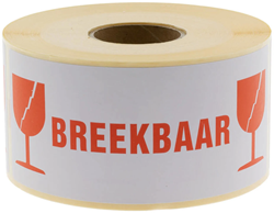 GEVAREN ETIKET 150x60mm Rood BREEKBAAR-GLAS