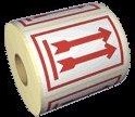 GEVAREN ETIKET 100x70mm Rood PIJL  A2