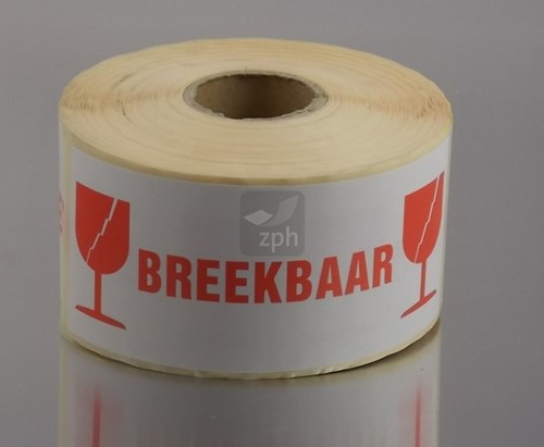GEVAREN ETIKET 150x60mm Rood BREEKBAAR-GLAS
