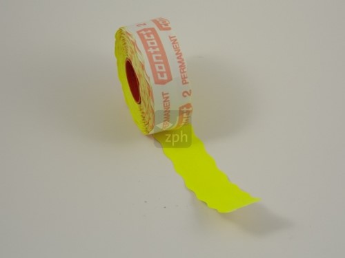 PRIJSTANG ETIKET MET SNIT  25x16mm GEEL  G2 PERMANENT KLEVEND