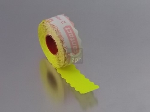 PRIJSTANG ETIKET 26x12mm  FLUOR GEEL G2  PERMANENT KLEVEND