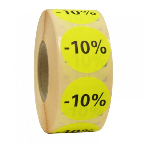 ETIKET FLUOR GEEL ROND 35 mm -10%    ROL