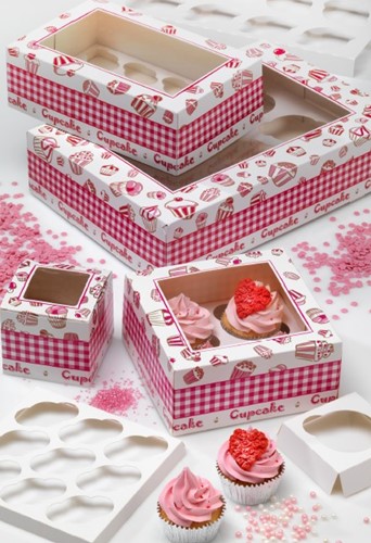 DUPLEX CUPCAKE DOOS 170x170x80 mm DESSIN 607 met interieur 4 stuks