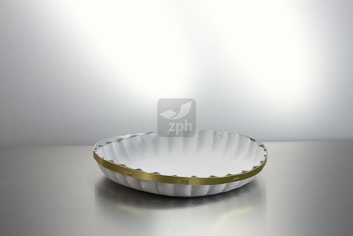 FRUITSCHAAL ROND WIT MET GOUDEN BAND 26 cm nr. 36R