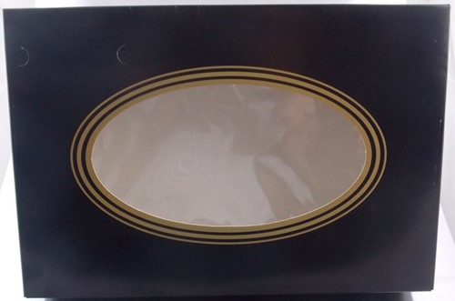 CATERINGDOOS Klassiek 555x375x80 mm ZWART GOUD met venster