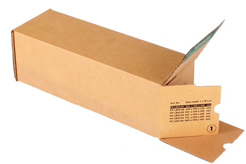 KARTONNEN VERZEND KOKERS VIERKANT 105 x 105 x 715 mm met strip/tearstrip