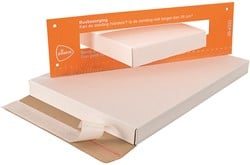 Brievenbusdoos golfkarton A4+ 350x250x28 wit met 2x plakstip en strip 