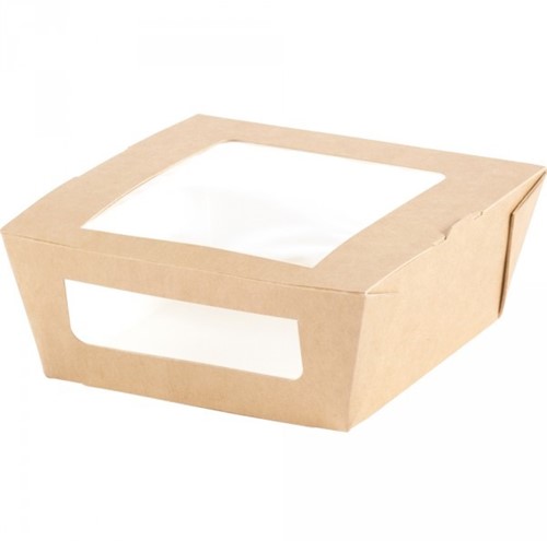 LUNCH MAALTIJD BOX met PEvenster 120x110x45 mm  BRUIN KRAFT a  200 st. 159908