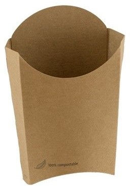 Frietbakje kraft PLA coated scoop 83x133x173 mm (platgevouwen)  Large  incl SUP - en afvalbeheersbijdrage