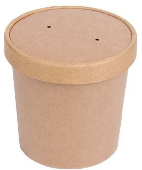 SOEP BEKER 12 oz 350 ml  dia 9.6 cm 7,5 cm hoog  BRUIN KRAFT + PE COATING doos a 500 st. 