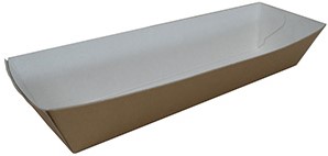 SNACKBAKJE duplex karton 195x55x35 mm A16  ECO KRAFT wit / bruin P2P  doos a 1000 st plastic vrij  FSC Mix Credit