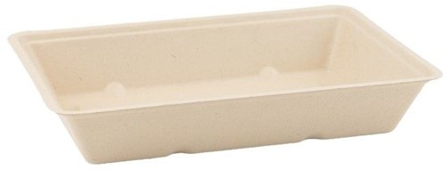 Snackbakje suikerriet bruin A50 163x100x35 mm doos a 600 stuks   incl SUP-en/of afval bijdrage
