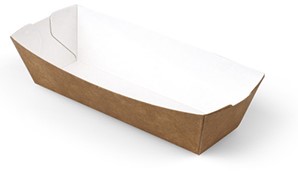 Snackbakje A5 Bruin/Wit Karton 105x33x30 500 st.  p2p     PLASTIC VRIJ