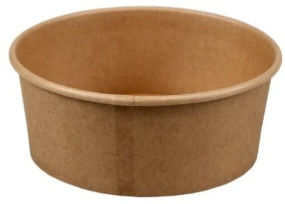 pokebowl Bak rond kraft bruin  rond Ø 185 mm 65 mm hoog,1300 ml doos a 300 stuks  