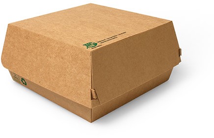 Hamburger snackbox karton bruin XL  17x17x9 cm  100% Fair doos a 225 stuks