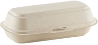 Hotdog / Loempia / Saté box suikerriet bagasse bruin 205x103x65 mm  doos a 250 st.   incl afval BB en VP