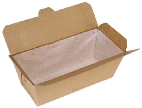 Menu maaltijd bak 1200 ml  Kraft karton+papier 210x100x75 mm doos a 300 stuks  GO!MEAL (bodem maat 180x70 mm) FSC Mix Credit