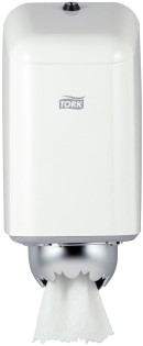 TORK DISPENSER WIPER MINI CENTERFEED METAL/WHITE