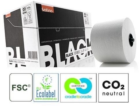 SATINO BLACK toiletpapier systeemrol met dop wit 131802  313830  FSC Recycled