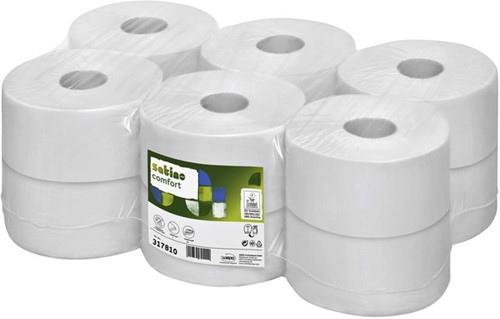SATINO COMFORT MINI JUMBO TOILETROLLEN 180 meter x  breedte 9.2 cm  12 rol 319310