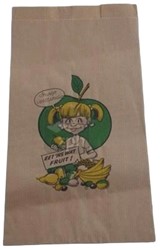 1 POND FRUITZAK  22x27 (14+8x27) cm kraft 40 grs DESSIN FRUITMEISJE  p/kg.
