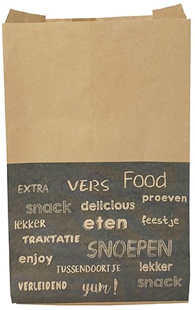 Frikandel zak bruin ongebleekt ersatz  bedrukt serie Food nr 11