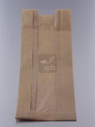 1/2 BROODZAK MET VENSTER26x36cm zijvouw 16+10x36   BRUIN NATRONKRAFT