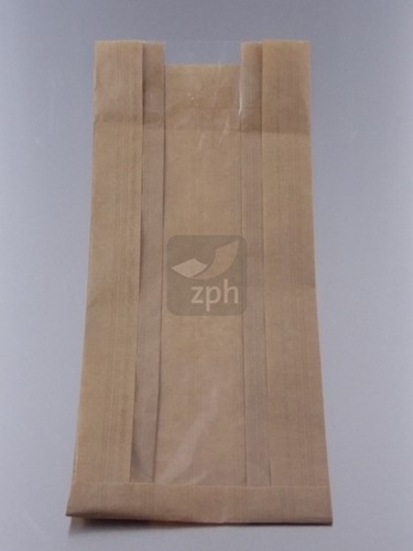 1/2 BROODZAK MET VENSTER26x36cm zijvouw 16+10x36   BRUIN NATRONKRAFT