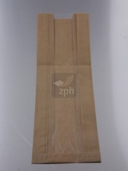 1/1 BROODZAK MET VENSTER 26x46cm zijvouw (16+10x46) BRUIN NATRONKRAFT
