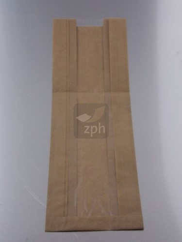 1/1 BROODZAK MET VENSTER 26x46cm zijvouw (16+10x46) BRUIN NATRONKRAFT