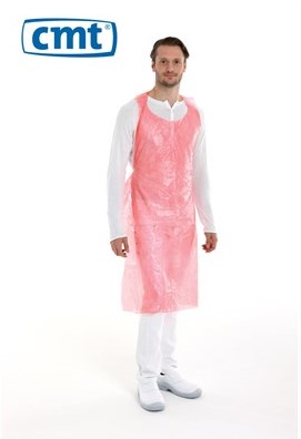 SCHORTEN APRON PE 125x81 cm  ROOD 20 micron LOS